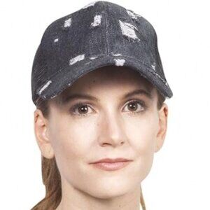 TUG Women's Grunge Vibes Black Denim Cotton Distressed Baseball Cap
